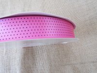 1Roll x 100Yard Hot Pink Fuschia Polka Dotted Satin Ribbon 25mm