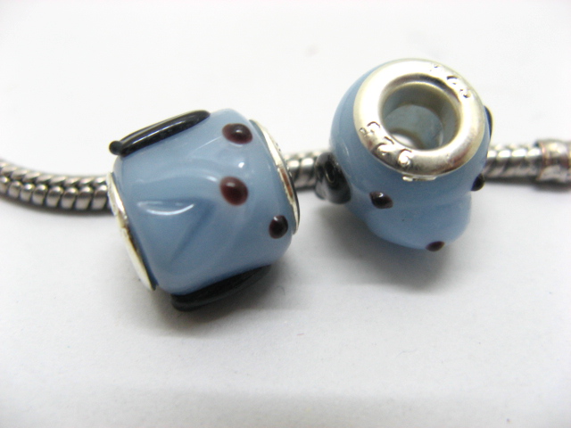 50 Blue Dog Murano Glass European Beads be-g416 50 Blue Dog Murano Glass European Beads be-g416