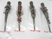 2x12 Chic Designer Flower Rhinestone Hair Clip