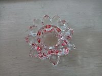 1Pc Shiny Red Crystal Glass Lotus Flower Centerpiece Candle Hold