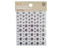 12Packs X 100Pcs Self-adhesive Jumbo Silver Look Rhinestones