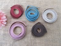 12Roll x 118cm Leatherette Flat Cord Rope Jewellery Band 1cm Wid