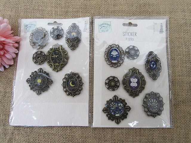 6Sheet Alloy Bronze Baroque Design Beads Charms Pendants Sticker - Click Image to Close
