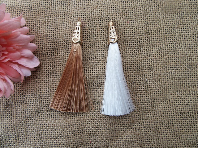 10Pcs Fringe Tassel Dangle with Cap Make Earring Bookmark Craft - Click Image to Close