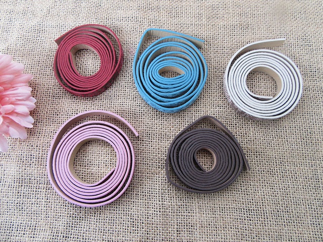 12Roll x 118cm Leatherette Flat Cord Rope Jewellery Band 1cm Wid 12Roll x 118cm Leatherette Flat Cord Rope Jewellery Band 1cm Wid