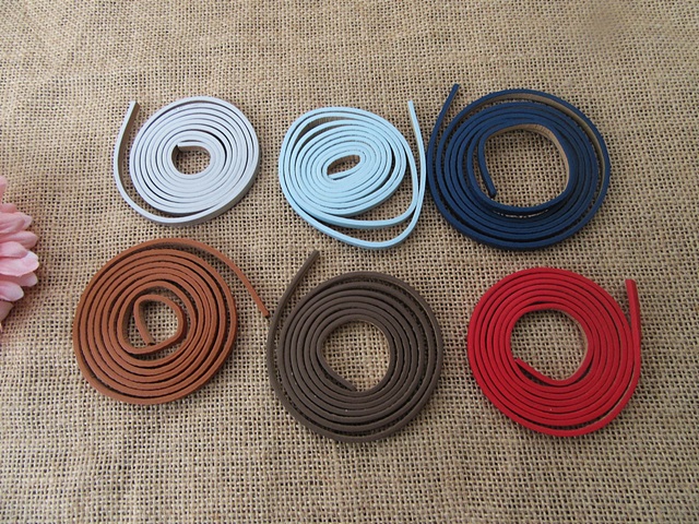 20Roll x 118cm Leatherette Flat Cord Rope Jewellery Band 5mm Wid 20Roll x 118cm Leatherette Flat Cord Rope Jewellery Band 5mm Wid