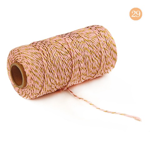 2x100Yards Pink Golden Cotton Bakers Twine String Cord Rope Craf - Click Image to Close