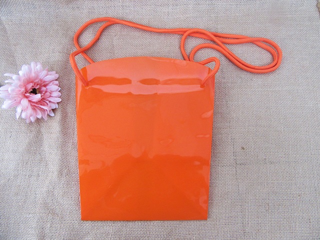 10Pcs Organe Color Plastic Shopping Bags With String - Click Image to Close
