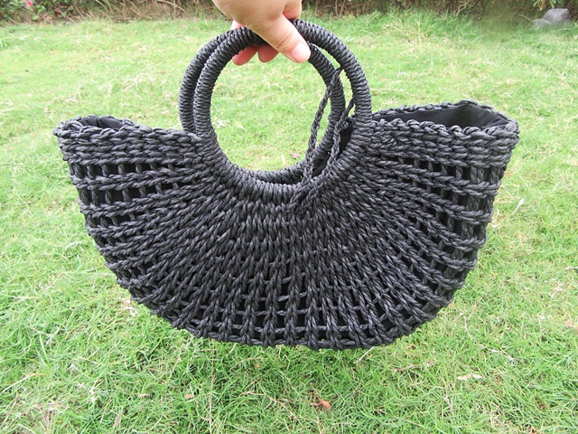 1Pc Black Handmade Weaved Handbag Tote Bag Women's Handbags - Click Image to Close