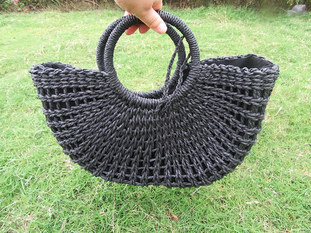 1Pc Black Handmade Weaved Handbag Tote Bag Women's Handbags 1Pc Black Handmade Weaved Handbag Tote Bag Women's Handbags