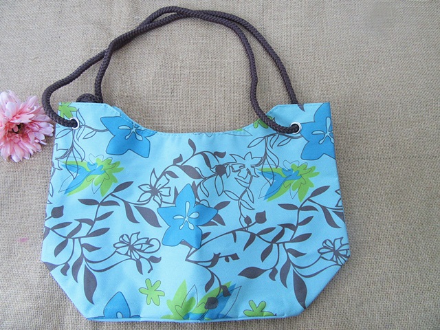 3Pcs Blue Shopping Bag Carry Tote Bag for Outdoor Beach Favor - Click Image to Close