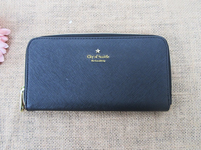 1Pc New Classic Black Long Lady Wallet Purse - Click Image to Close