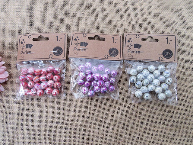 6packs x 23pcs Plastic Beads 12mm Dia Mixed Color - Click Image to Close