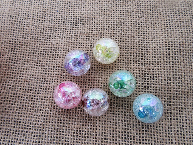 6Sheet x 6Pcs Round Plastic Beads 20mm Dia Mixed Color - Click Image to Close