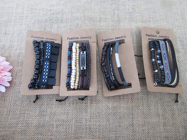 6Sheets Unisex Bracelet Wristband Fashion Jewellery Assorted