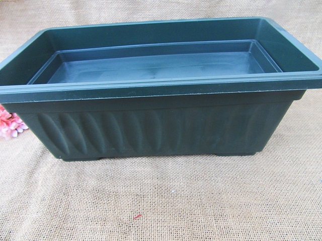 16Pcs Rectangle Plastic Flower Pot Planter Pots w Saucer 16Pcs Rectangle Plastic Flower Pot Planter Pots w Saucer