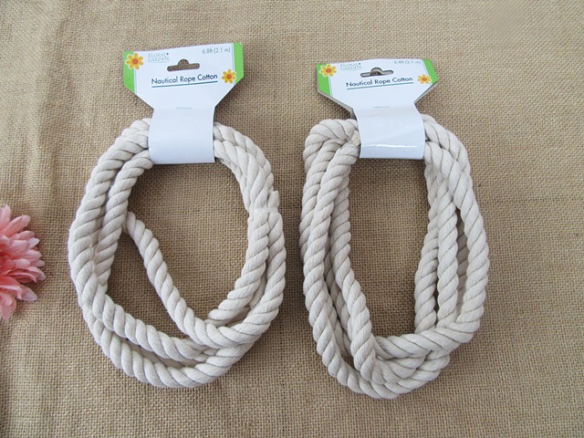 2Pcs x 2.1Meter Twisted Natural Cotton Rope Craft DIY Basket - Click Image to Close