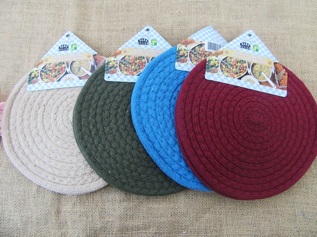 8Pcs Round Weaved Non Slip Placemats Dining Table Place Mats Set - Click Image to Close