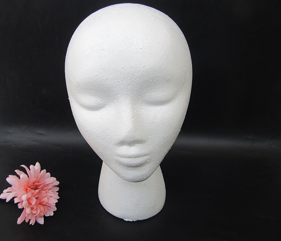 1Pc New White Female Foam Mannequin Head 29cm High - Click Image to Close