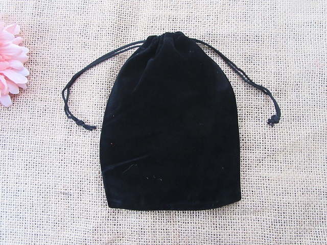 8x5Pcs Black Velvet Drawstring Gift Jewellery Pouches Good - Click Image to Close