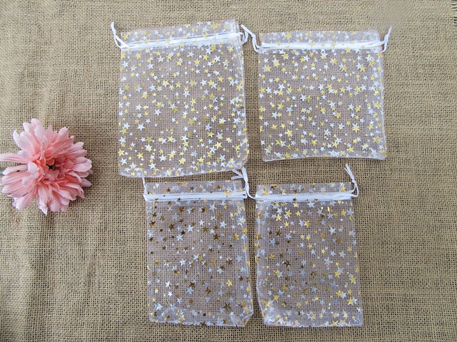5Packs x 4Pcs Stars Printed Drawstring Jewelry Gift Pouches Asso