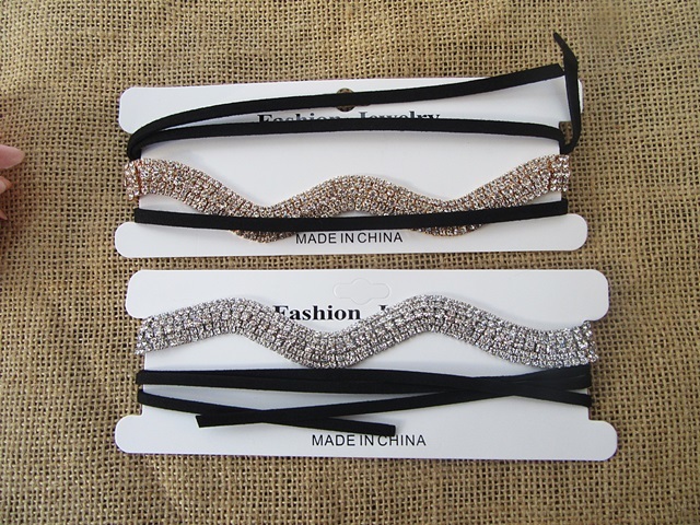 6Pcs Black Faux Diamond Chainlink Choker Necklace Fashion Jewelr 6Pcs Black Faux Diamond Chainlink Choker Necklace Fashion Jewelr