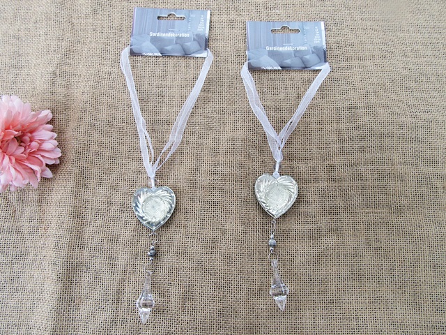 10Pcs Organza Tie Necklace with Clear Heart and Tear Drop Pendan 10Pcs Organza Tie Necklace with Clear Heart and Tear Drop Pendan