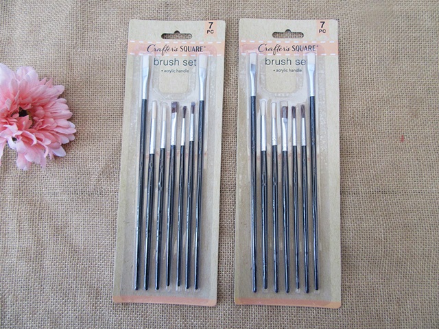 10Sheets x 7Pcs Paintbrush Set Oil Paint Brush Watercolor Artist
