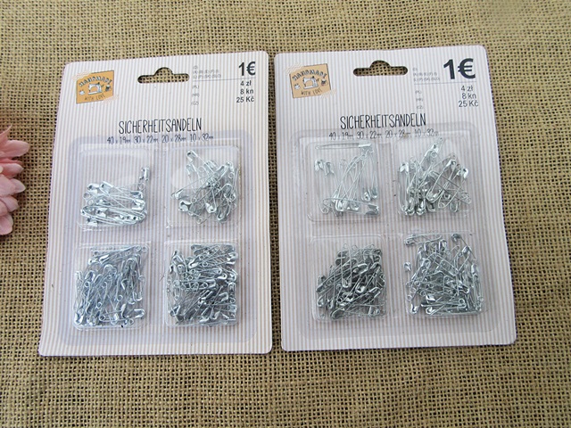 12Sheets x 100Pcs Steel Safety Pins Findings Craft Sewing Assort - Click Image to Close