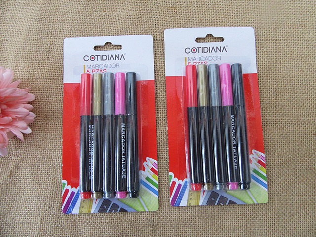 6Sheets x 5Pcs Permanent Markers Pens Assorted Color - Click Image to Close