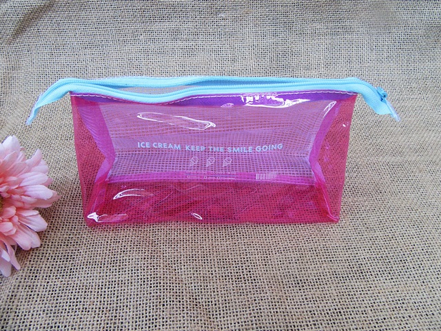 20Pcs Waterproof Pink Pencil Case Zipper Pouch Bag Storage Bag - Click Image to Close