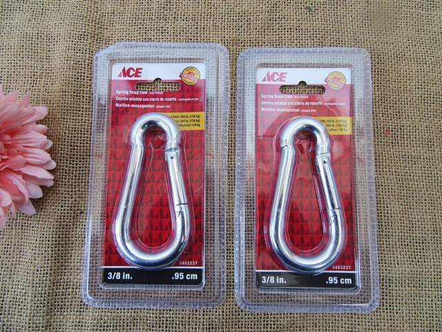 2Pcs Spring Snap Link Zinc Plated Carabiner Cable Clip Steel 3/8 - Click Image to Close