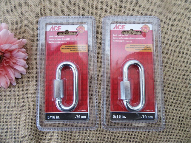 2Pcs Spring Snap Link Zinc Plated Carabiner Cable Clip Steel 5/1 - Click Image to Close