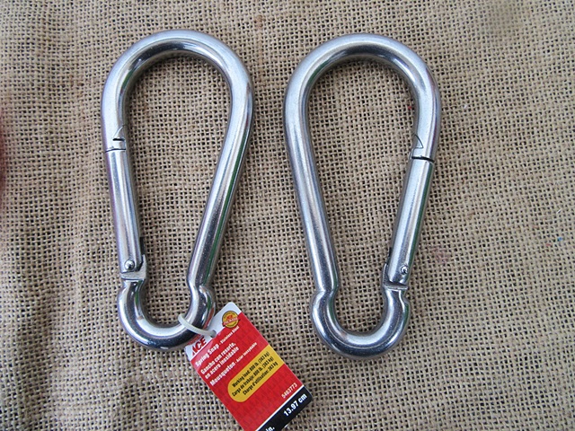 1Pc Heavy Duty Stainless Steel Carabiner Key Rings Key Holder Ch - Click Image to Close