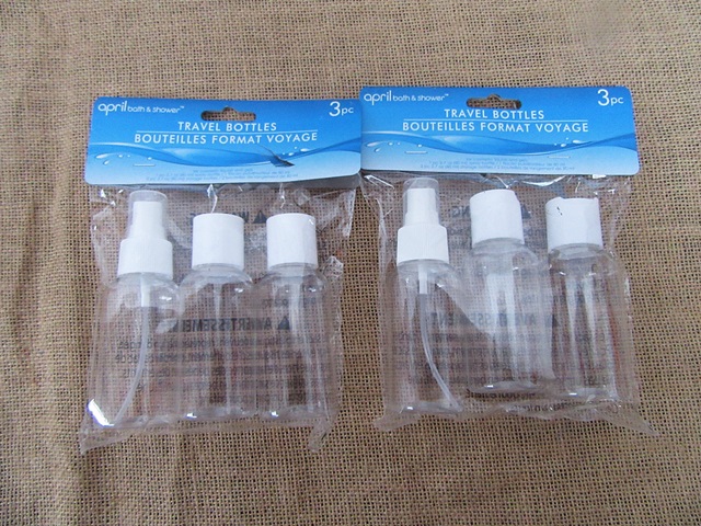 6Sheet x 3Pcs Plastic Clear Flip Spray Bottles Travel Cosmetic C