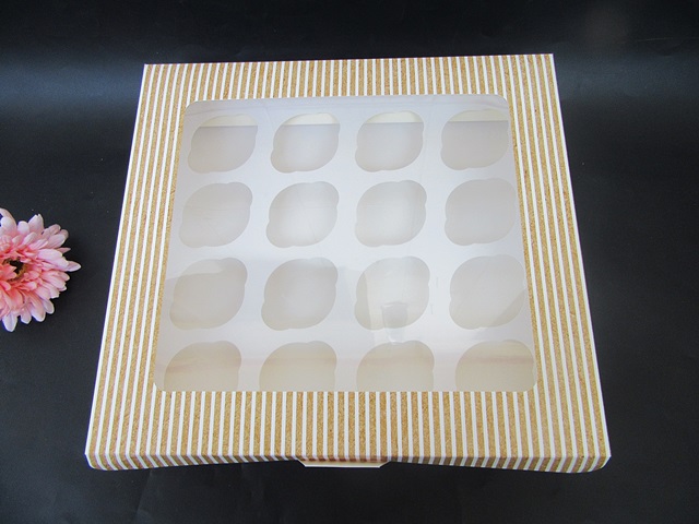 24Sets Kraft 16 Hole Cupcake Gift Boxes with Clear Window - Click Image to Close