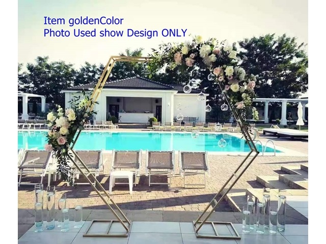 1X Golden Heavy Duty Large Double Hexagon Garden Wedding Arch - Click Image to Close