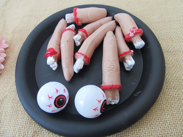 4Sets Scary Chopped Human Fingers and Eye Balls Halloween Party - Click Image to Close