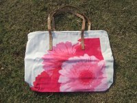 2Pcs Tote White Bag Flower Design Woman Hand Bag Shoulder Bag