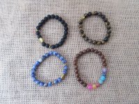 12Pcs Elastic Gemstone Beaded Bracelets Assorted