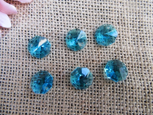 100 Skyblue Crystal Faceted Double-Hole Suncatcher Beads 14mm 100 Skyblue Crystal Faceted Double-Hole Suncatcher Beads 14mm
