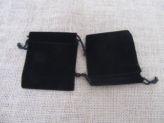 98Pcs Black Velvet Drawstring Gift Jewelry Pouches 65x65mm