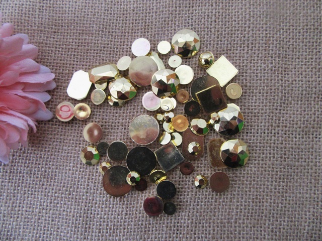 250g Golden Flatback Acrylic Gemstones Rhinestones Assorted 250g Golden Flatback Acrylic Gemstones Rhinestones Assorted
