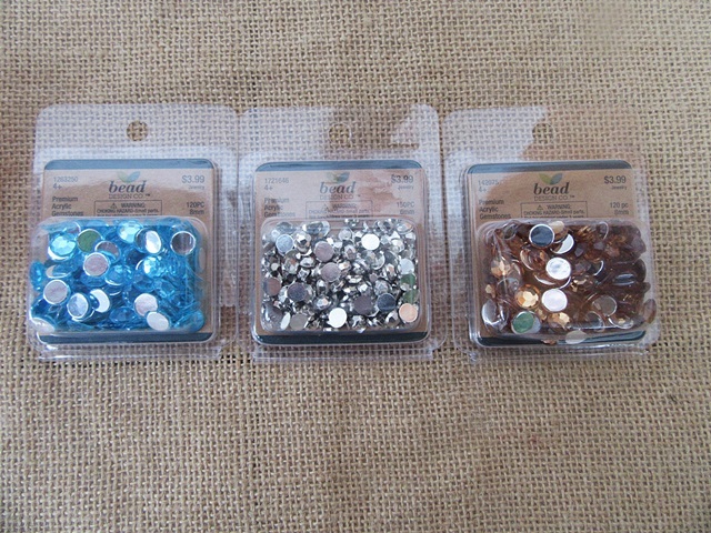 9Sheets Flatback Acrylic Gemstones Rhinestones Mixed Color