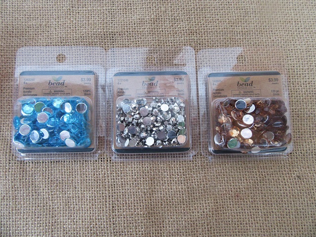 9Sheets Flatback Acrylic Gemstones Rhinestones Mixed Color - Click Image to Close