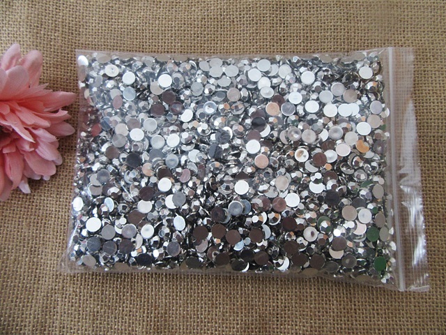 2700Pcs Silver Color Flatback Acrylic Gemstones Rhinestones 8mm 2700Pcs Silver Color Flatback Acrylic Gemstones Rhinestones 8mm