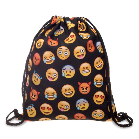 5Pcs New Emoji Drawstring Backpack Reusable Satchel Grocery Shop - Click Image to Close