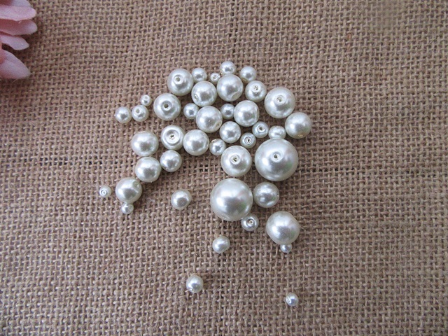 250gram White Round Simulate Pearl Beads Jewelry Making Various - Click Image to Close