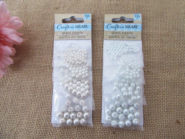 6Sheets x 135Pcs Glass Simulate Pearl Beads Jewelry Making 6Sheets x 135Pcs Glass Simulate Pearl Beads Jewelry Making