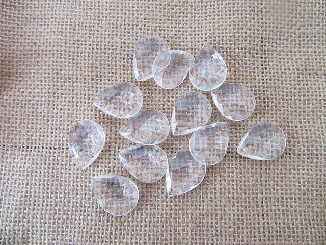 100Pcs Clear Tear Drop Plastic Beads DIY Jewellery Making - Click Image to Close